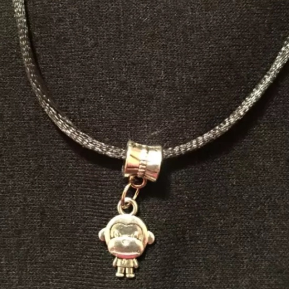 Silver tone Monkey necklace. 2/$10